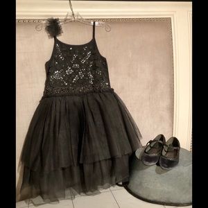 NEXT DIRECT Girls Dark Grey Dress Matching Shoes